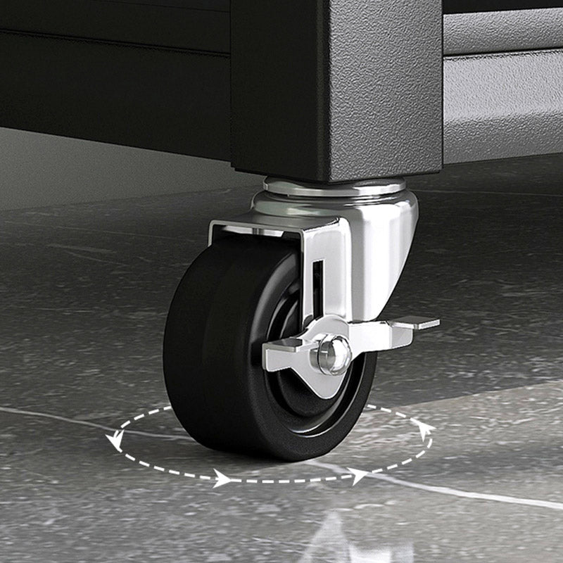 Rolling Open Shelves Kitchen Trolley Metal Prep Table in Black Clearhalo 'furn' 'furn_kitchen_islands_carts' 'Furniture' 'Kitchen & Dining Furniture' 'Kitchen Islands & Carts' 'kitchen_islands_carts' 6757797