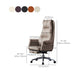 Chaise de bureau en cuir moderne bras tabac à bras rembourrés chaise pivotante de hauteur de siège avec roues