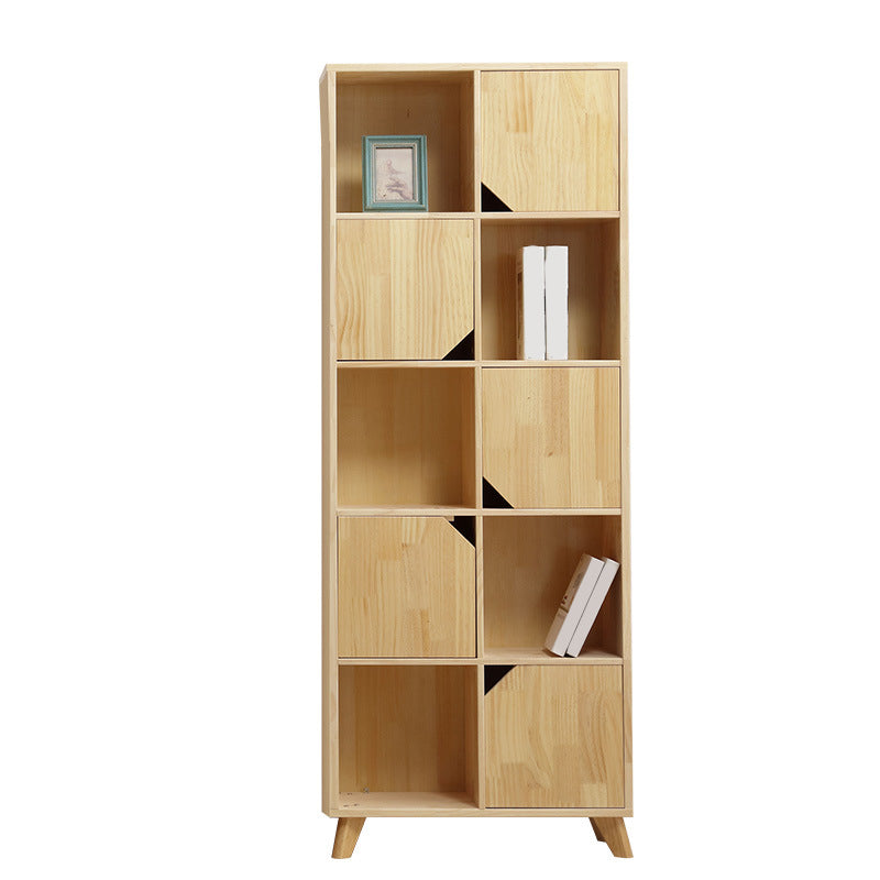 Modern Wooden Bookcase Standard Natural Closed Back Bookshelf