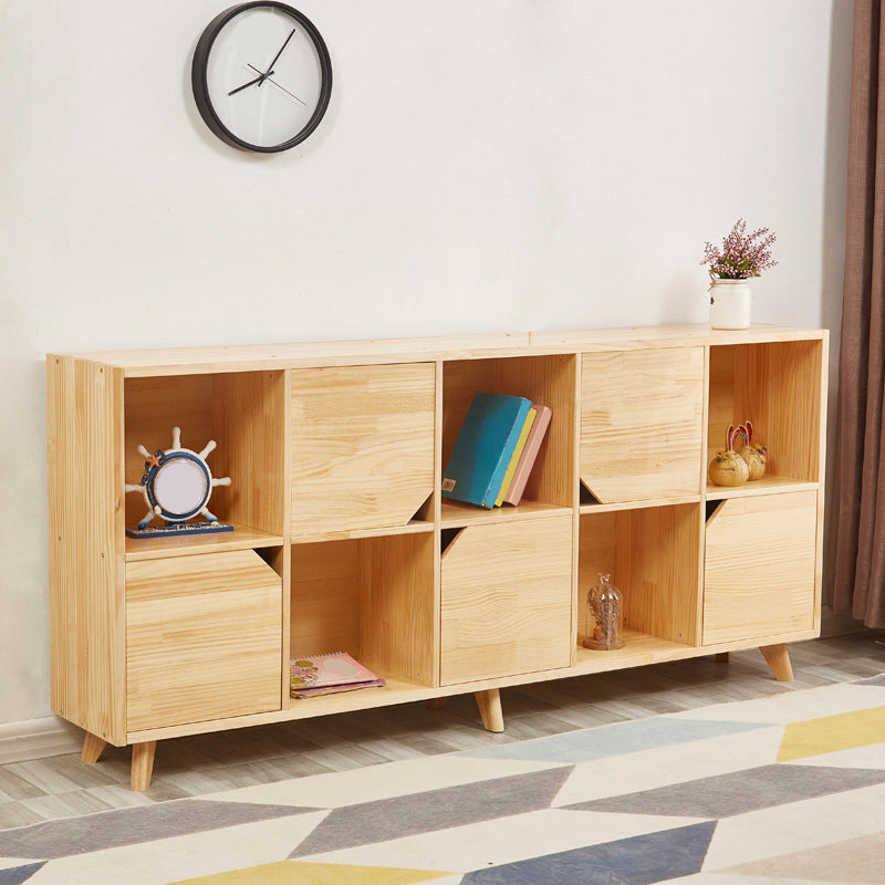 Modern Wooden Bookcase Standard Natural Closed Back Bookshelf