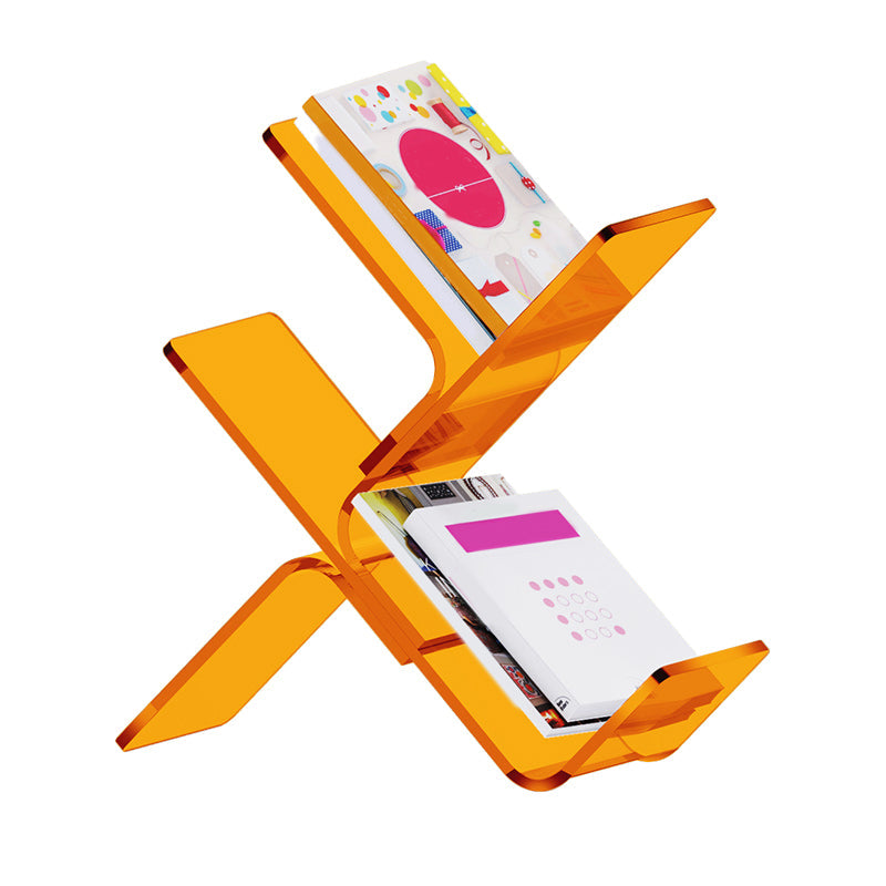 Acrylic Open Back Bookcase Standard Scandinavian Bookshelf with Shelves 24.4"L x 7.9"W x 23.2"H Orange Clearhalo 'Bookcases' 'furn' 'furn_bookcases' 'Furniture' 'Office Furniture' 6758673