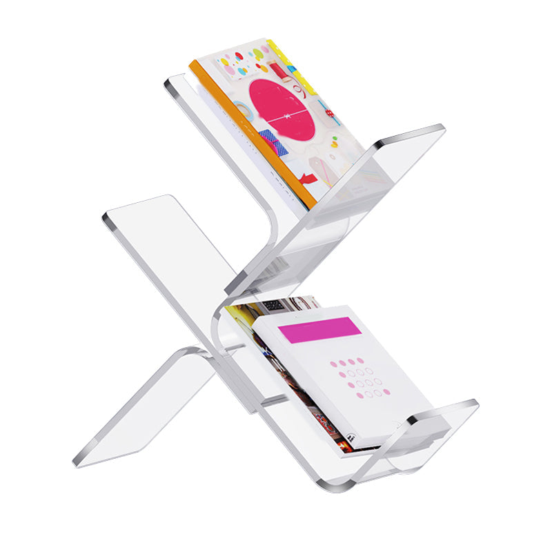 Acrylic Open Back Bookcase Standard Scandinavian Bookshelf with Shelves 24.4"L x 7.9"W x 23.2"H Clear Clearhalo 'Bookcases' 'furn' 'furn_bookcases' 'Furniture' 'Office Furniture' 6758674