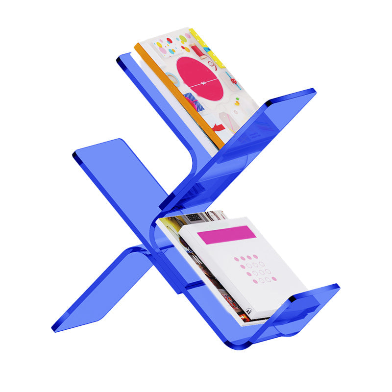 Acrylic Open Back Bookcase Standard Scandinavian Bookshelf with Shelves 24.4"L x 7.9"W x 23.2"H Blue Clearhalo 'Bookcases' 'furn' 'furn_bookcases' 'Furniture' 'Office Furniture' 6758679