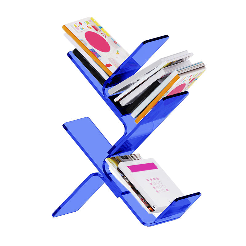 Acrylic Open Back Bookcase Standard Scandinavian Bookshelf with Shelves 24.4"L x 7.9"W x 29.5"H Blue Clearhalo 'Bookcases' 'furn' 'furn_bookcases' 'Furniture' 'Office Furniture' 6758680