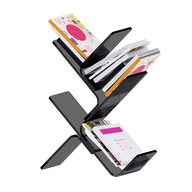 Acrylic Open Back Bookcase Standard Scandinavian Bookshelf with Shelves 24.4"L x 7.9"W x 29.5"H Black Clearhalo 'Bookcases' 'furn' 'furn_bookcases' 'Furniture' 'Office Furniture' 6758682