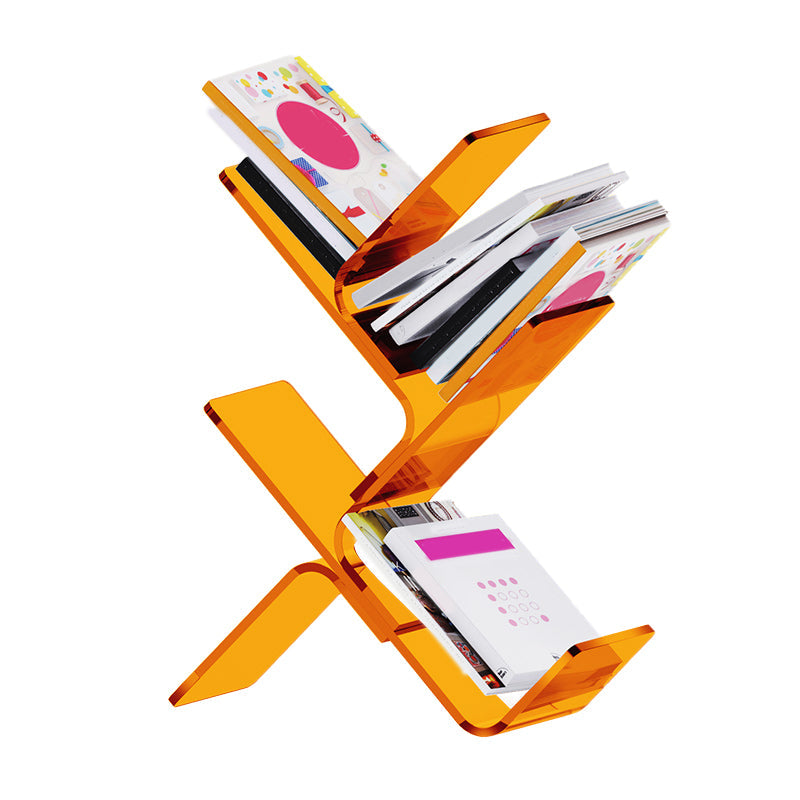 Acrylic Open Back Bookcase Standard Scandinavian Bookshelf with Shelves 24.4"L x 7.9"W x 29.5"H Orange Clearhalo 'Bookcases' 'furn' 'furn_bookcases' 'Furniture' 'Office Furniture' 6758687