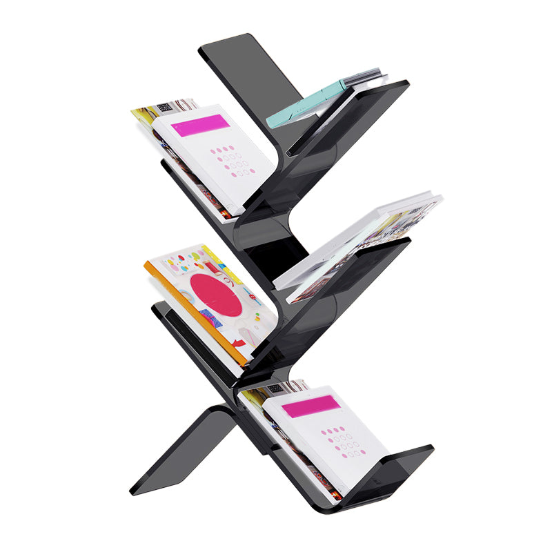 Acrylic Open Back Bookcase Standard Scandinavian Bookshelf with Shelves Black Clearhalo 'Bookcases' 'furn' 'furn_bookcases' 'Furniture' 'Office Furniture' 6758691