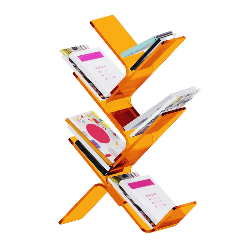 Acrylic Open Back Bookcase Standard Scandinavian Bookshelf with Shelves Orange Clearhalo 'Bookcases' 'furn' 'furn_bookcases' 'Furniture' 'Office Furniture' 6758693