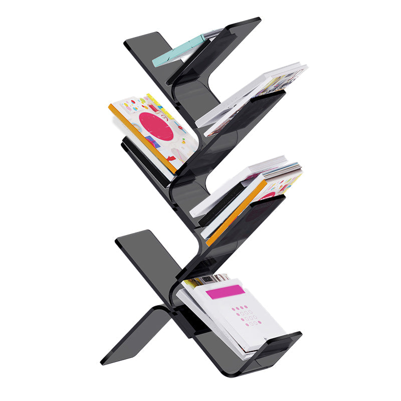 Acrylic Open Back Bookcase Standard Scandinavian Bookshelf with Shelves 24"L x 11"W x 50"H Black Clearhalo 'Bookcases' 'furn' 'furn_bookcases' 'Furniture' 'Office Furniture' 6758694