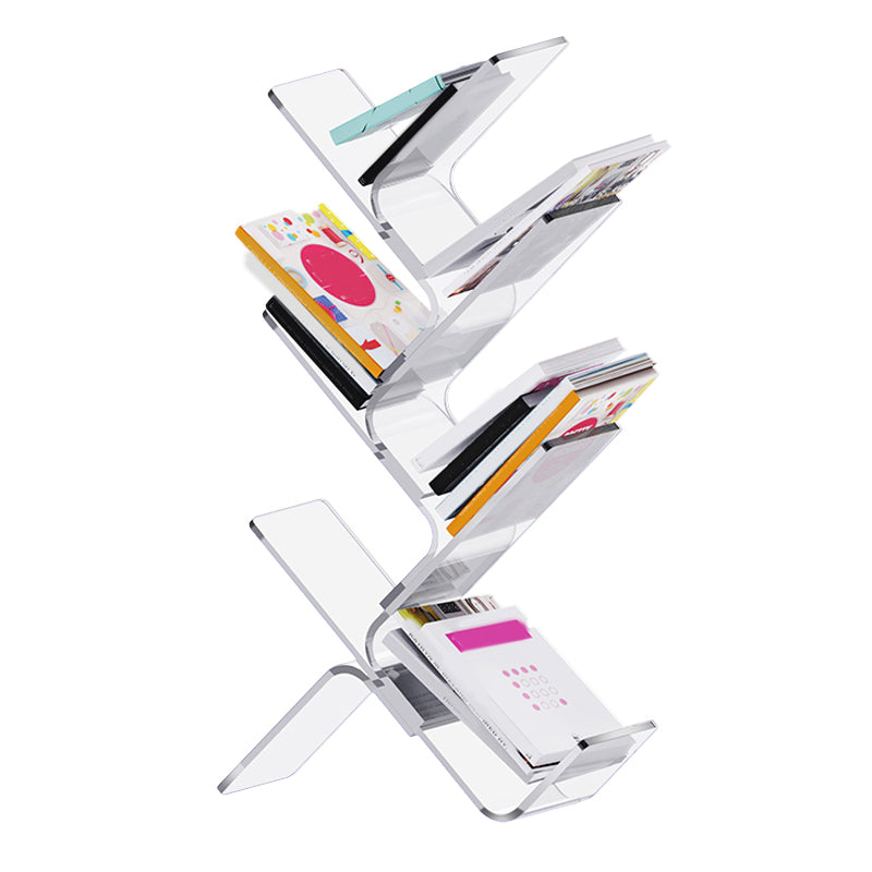 Acrylic Open Back Bookcase Standard Scandinavian Bookshelf with Shelves 24"L x 11"W x 50"H Clear Clearhalo 'Bookcases' 'furn' 'furn_bookcases' 'Furniture' 'Office Furniture' 6758695