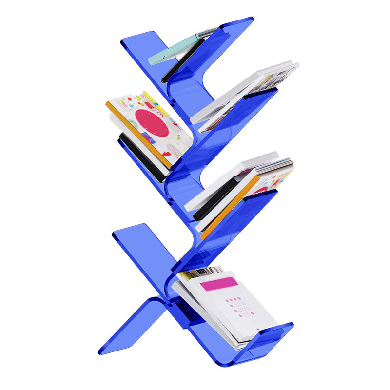 Acrylic Open Back Bookcase Standard Scandinavian Bookshelf with Shelves Blue Clearhalo 'Bookcases' 'furn' 'furn_bookcases' 'Furniture' 'Office Furniture' 6758696