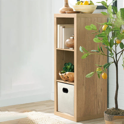 Contemporary Standard Bookshelf Engineered Wood Open Back Bookcase (Drawers not Included) 16"L x 15"W x 43"H Natural Clearhalo 'Bookcases' 'furn' 'furn_bookcases' 'Furniture' 'Office Furniture' 6758753