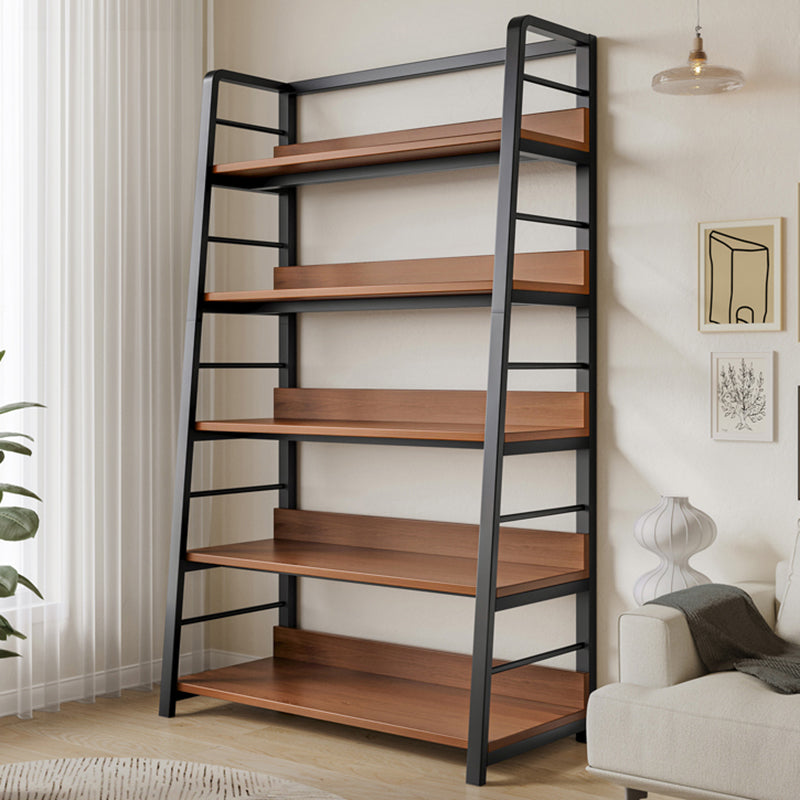 Ladder Open Back Bookshelf Modern Style Engineered Wood Bookcase with Shelves