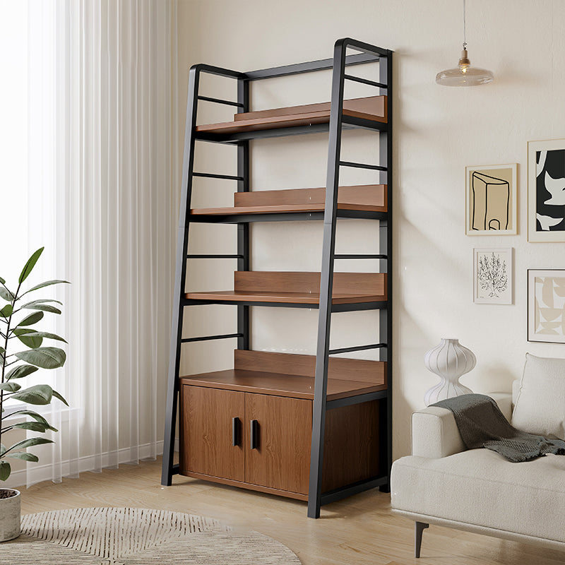 Ladder Open Back Bookshelf Modern Style Engineered Wood Bookcase with Shelves