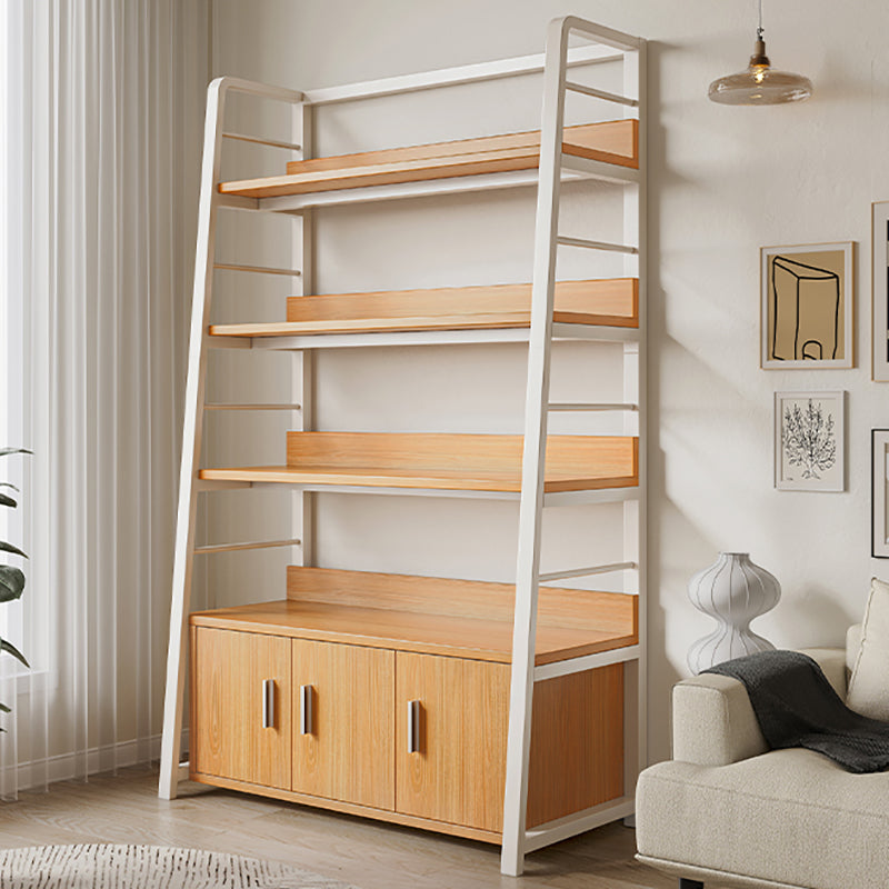 Ladder Open Back Bookshelf Modern Style Engineered Wood Bookcase with Shelves