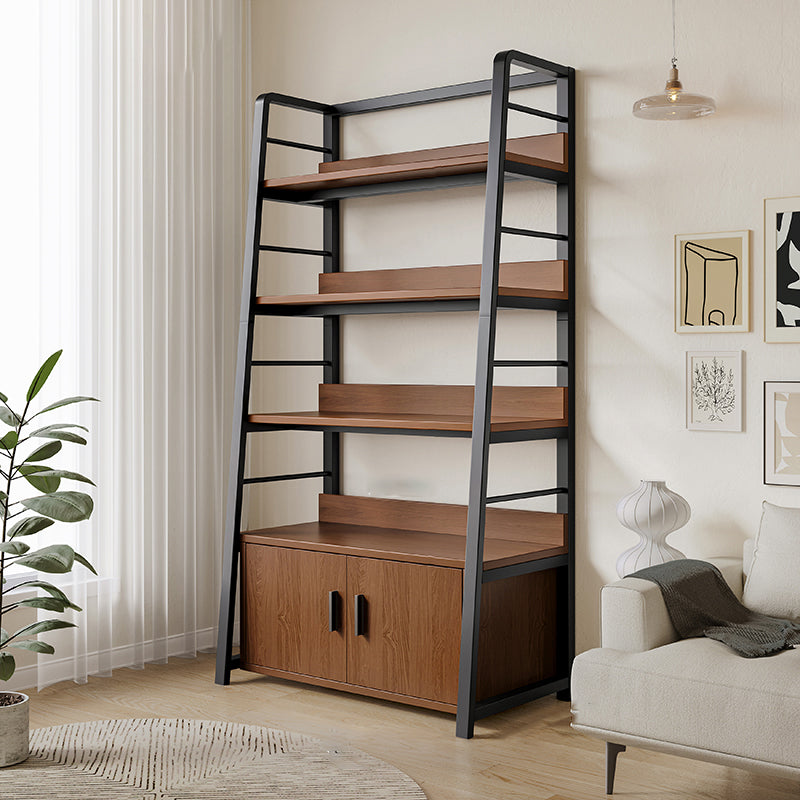 Ladder Open Back Bookshelf Modern Style Engineered Wood Bookcase with Shelves