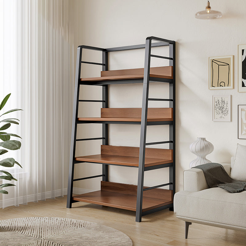 Ladder Open Back Bookshelf Modern Style Engineered Wood Bookcase with Shelves