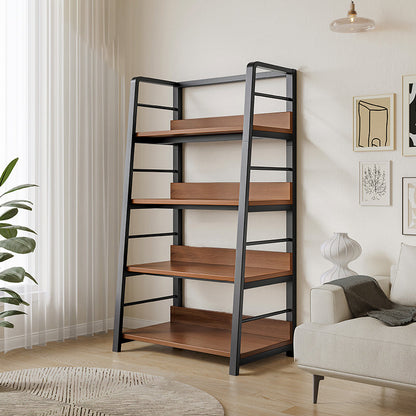 Ladder Open Back Bookshelf Modern Style Engineered Wood Bookcase with Shelves