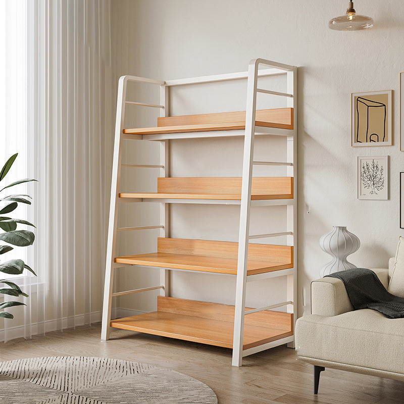 Ladder Open Back Bookshelf Modern Style Engineered Wood Bookcase with Shelves