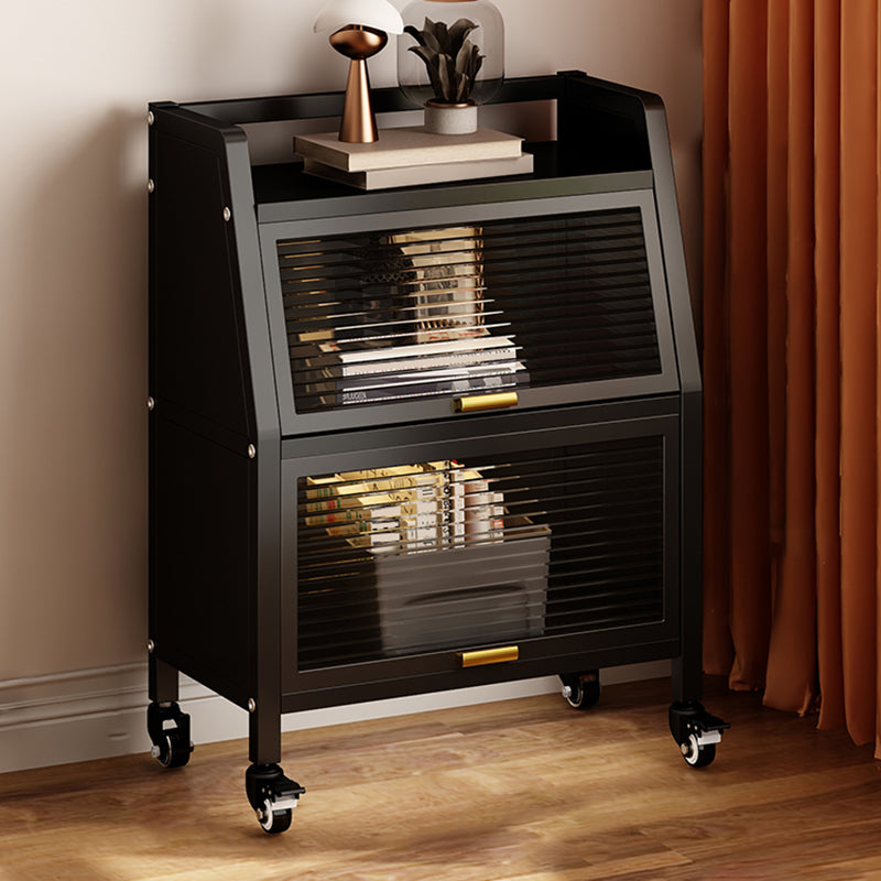 Estantería estándar de metal estantería contemporánea de espalda con gabinetes