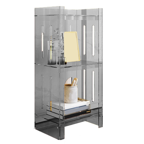 Modern Style Closed Back Bookcase Acrylic Standard Bookshelf 15.7"L x 9.8"W x 33.1"H Grey Clearhalo 'Bookcases' 'furn' 'furn_bookcases' 'Furniture' 'Office Furniture' 6758884