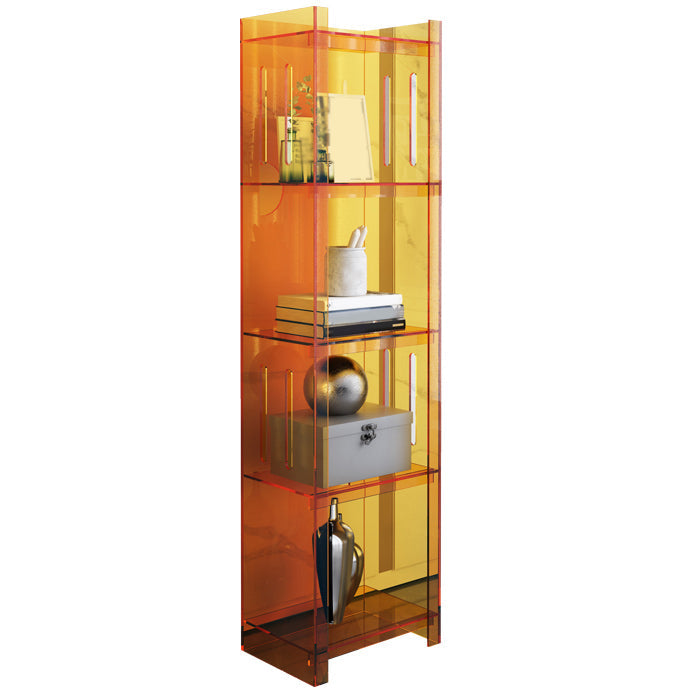 Modern Style Closed Back Bookcase Acrylic Standard Bookshelf 15.7"L x 9.8"W x 59.8"H Orange Clearhalo 'Bookcases' 'furn' 'furn_bookcases' 'Furniture' 'Office Furniture' 6758887