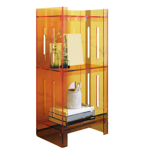 Modern Style Closed Back Bookcase Acrylic Standard Bookshelf 15.7"L x 9.8"W x 33.1"H Orange Clearhalo 'Bookcases' 'furn' 'furn_bookcases' 'Furniture' 'Office Furniture' 6758889