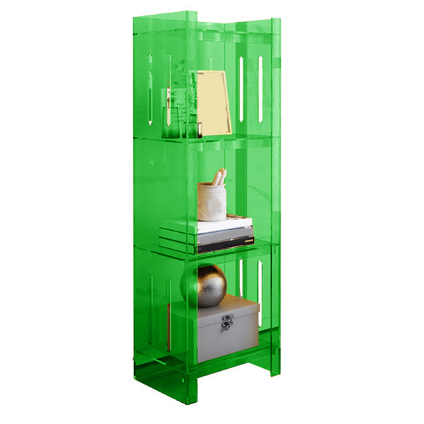 Modern Style Closed Back Bookcase Acrylic Standard Bookshelf 15.7"L x 9.8"W x 46.5"H Green Clearhalo 'Bookcases' 'furn' 'furn_bookcases' 'Furniture' 'Office Furniture' 6758895