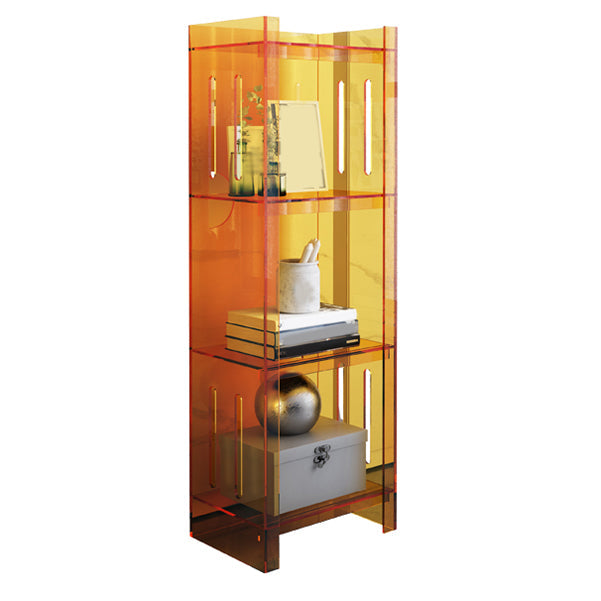 Modern Style Closed Back Bookcase Acrylic Standard Bookshelf 15.7"L x 9.8"W x 46.5"H Orange Clearhalo 'Bookcases' 'furn' 'furn_bookcases' 'Furniture' 'Office Furniture' 6758901