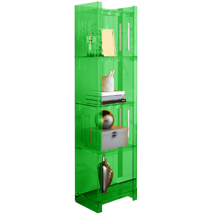 Modern Style Closed Back Bookcase Acrylic Standard Bookshelf 15.7"L x 9.8"W x 59.8"H Green Clearhalo 'Bookcases' 'furn' 'furn_bookcases' 'Furniture' 'Office Furniture' 6758902