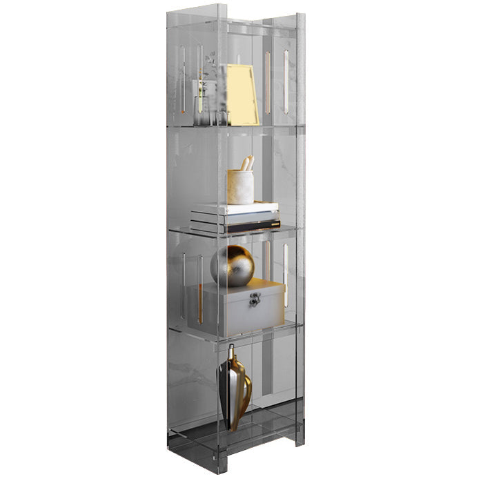 Modern Style Closed Back Bookcase Acrylic Standard Bookshelf 15.7"L x 9.8"W x 59.8"H Grey Clearhalo 'Bookcases' 'furn' 'furn_bookcases' 'Furniture' 'Office Furniture' 6758904