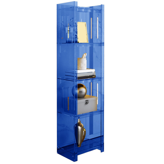 Modern Style Closed Back Bookcase Acrylic Standard Bookshelf 15.7"L x 9.8"W x 59.8"H Blue Clearhalo 'Bookcases' 'furn' 'furn_bookcases' 'Furniture' 'Office Furniture' 6758906