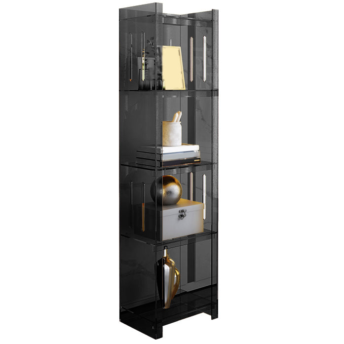 Modern Style Closed Back Bookcase Acrylic Standard Bookshelf 15.7"L x 9.8"W x 59.8"H Black Clearhalo 'Bookcases' 'furn' 'furn_bookcases' 'Furniture' 'Office Furniture' 6758909