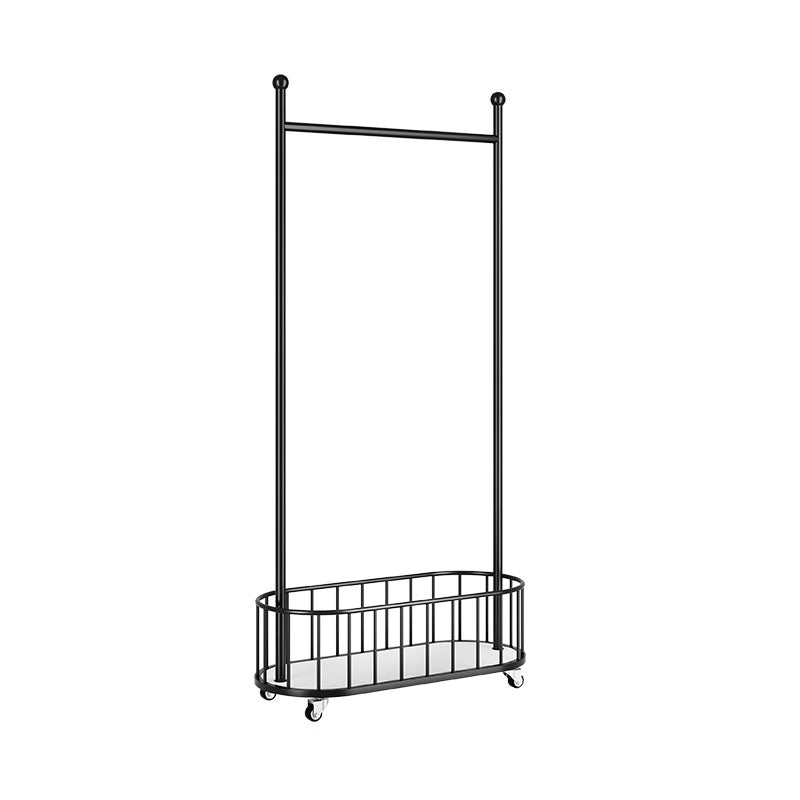 Metal Coat Hanger Modern Style Simple Household Floor Hall Stand with Pulley Black Clearhalo 'Entry & Mudroom Furniture' 'furn' 'furn_hall_tree_coat_racks' 'Furniture' 'Hall Trees & Coat Racks' 'hall_tree_coat_racks' 6759015