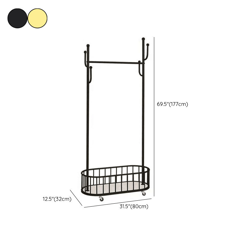 Metal Coat Hanger Modern Style Simple Household Floor Hall Stand with Pulley Clearhalo 'Entry & Mudroom Furniture' 'furn' 'furn_hall_tree_coat_racks' 'Furniture' 'Hall Trees & Coat Racks' 'hall_tree_coat_racks' 6759030