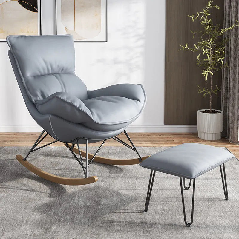 Living Room Modern Style Rocking Chair Leisure Home Lazy Sofa Chair Rocking Chair with Ottomans Gray Clearhalo 'Chairs & Seating' 'furn' 'furn_rocking_chairs' 'Furniture' 'Living Room Furniture' 'Rocking Chairs' 'rocking_chairs' 6759281