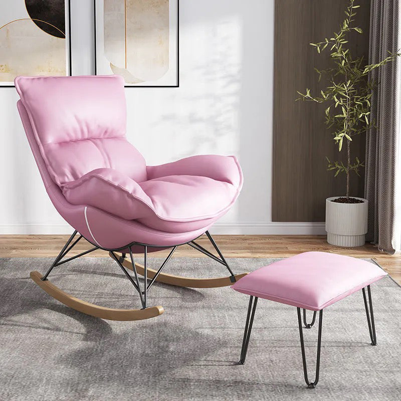 Living Room Modern Style Rocking Chair Leisure Home Lazy Sofa Chair Rocking Chair with Ottomans Pink Clearhalo 'Chairs & Seating' 'furn' 'furn_rocking_chairs' 'Furniture' 'Living Room Furniture' 'Rocking Chairs' 'rocking_chairs' 6759284