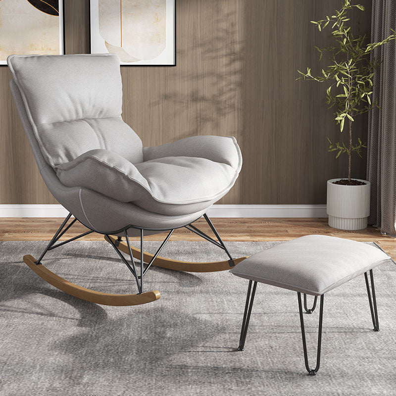 Living Room Modern Style Rocking Chair Leisure Home Lazy Sofa Chair Rocking Chair with Ottomans Beige Clearhalo 'Chairs & Seating' 'furn' 'furn_rocking_chairs' 'Furniture' 'Living Room Furniture' 'Rocking Chairs' 'rocking_chairs' 6759285
