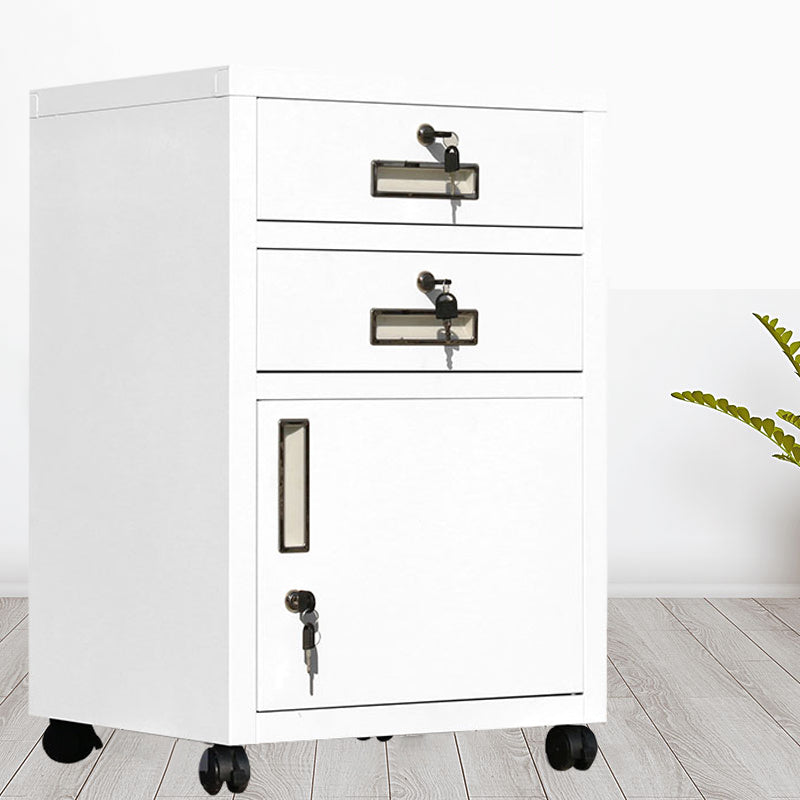 Contemporary File Cabinets Steel Frame Filing Cabinets with Key Lock for Office White 2 Clearhalo 'Filing Cabinets' 'filling_cabinets' 'furn' 'furn_filling_cabinets' 'Furniture' 'Office Furniture' 6759561