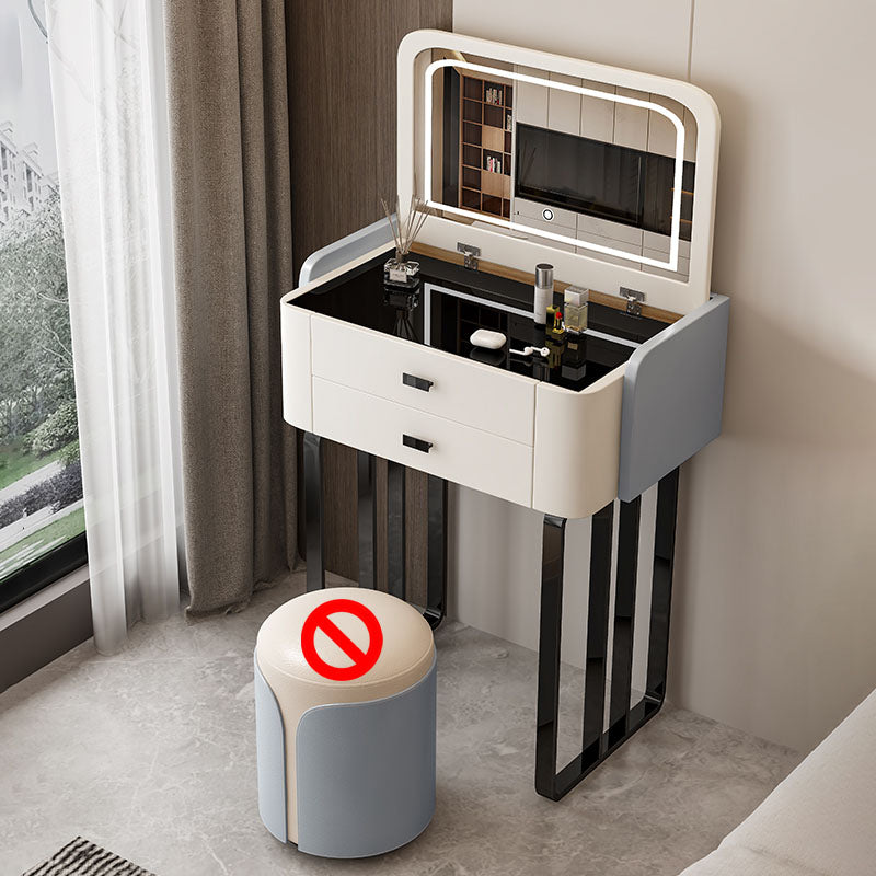 Vanity per il trucco per la camera da letto per trucco per trucco in vetro contemporaneo con specchio illuminato