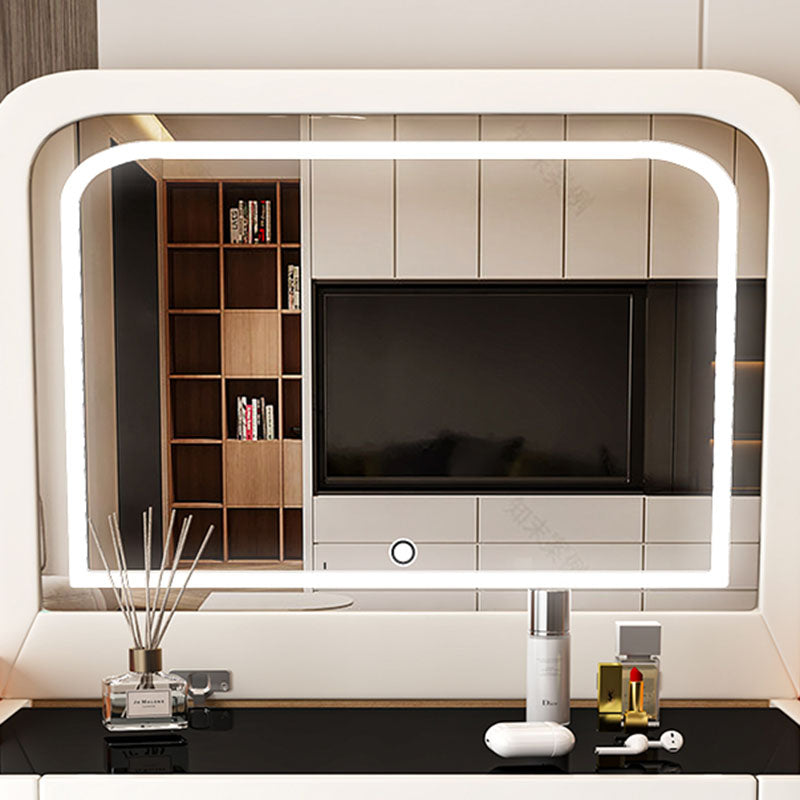Vanity per il trucco per la camera da letto per trucco per trucco in vetro contemporaneo con specchio illuminato