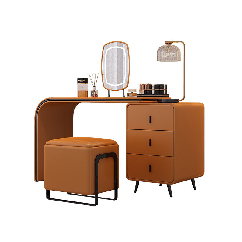 Leather Makeup Vanity Desk Lighted Mirror Makeup Vanity Desk Table