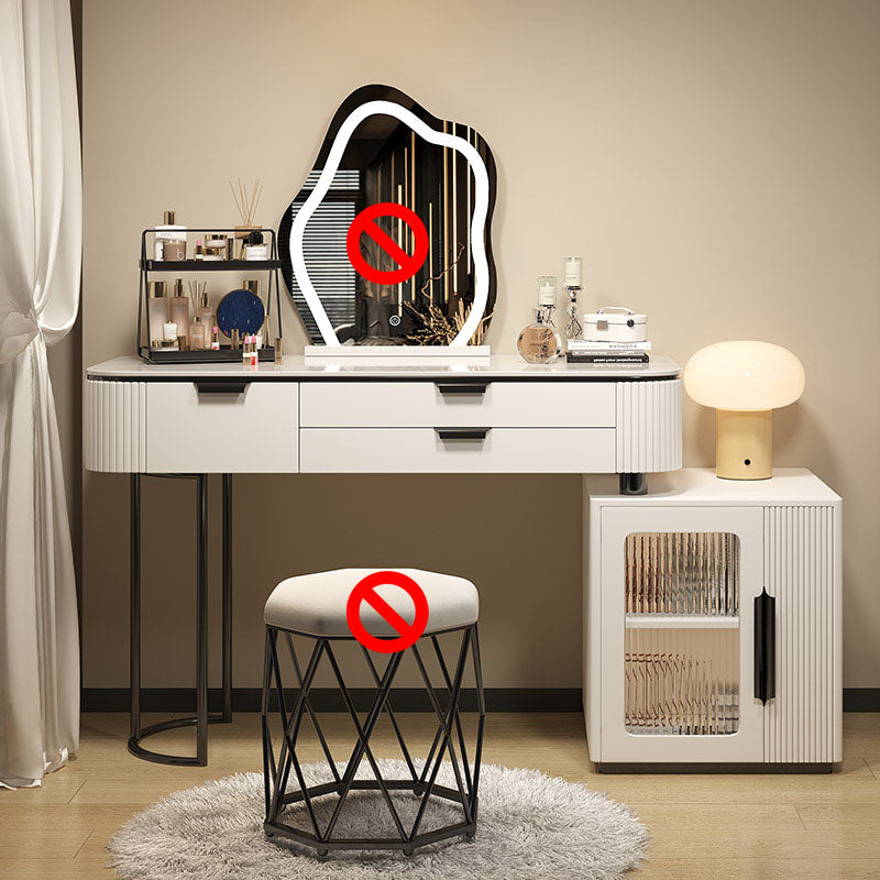 Contatore di trucco bianco in pietra contemporanea 31,5 "HASUP VANITÀ CAMERA BADE