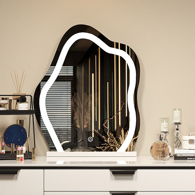 Contatore di trucco bianco in pietra contemporanea 31,5 "HASUP VANITÀ CAMERA BADE