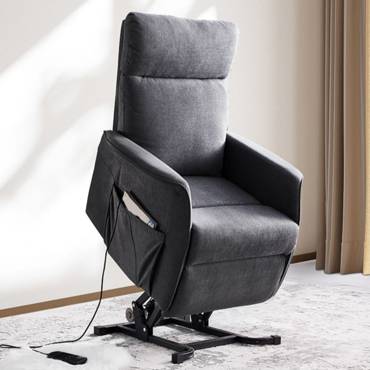 Sedia reclinabile in velluto in polvere grigio.