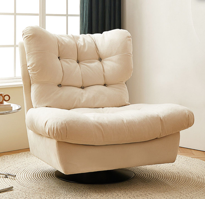 Sedia a base di ala a base girevole in finta in finmo contemporaneo.