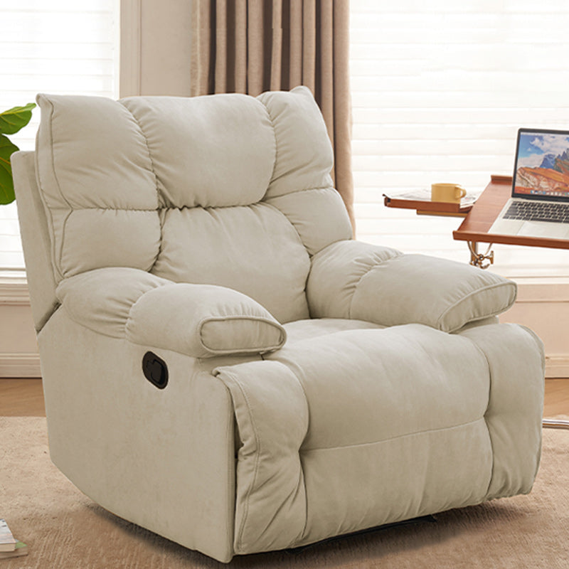 Contemporary Solid Color Standard Recliner Microsuede Recliner Chair White Clearhalo 'Chairs & Seating' 'furn' 'furn_recliners' 'Furniture' 'Living Room Furniture' 'Recliners' 6760014