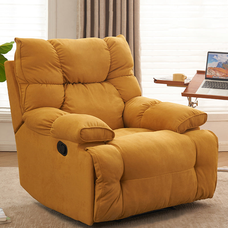 Contemporary Solid Color Standard Recliner Microsuede Recliner Chair Yellow Clearhalo 'Chairs & Seating' 'furn' 'furn_recliners' 'Furniture' 'Living Room Furniture' 'Recliners' 6760015