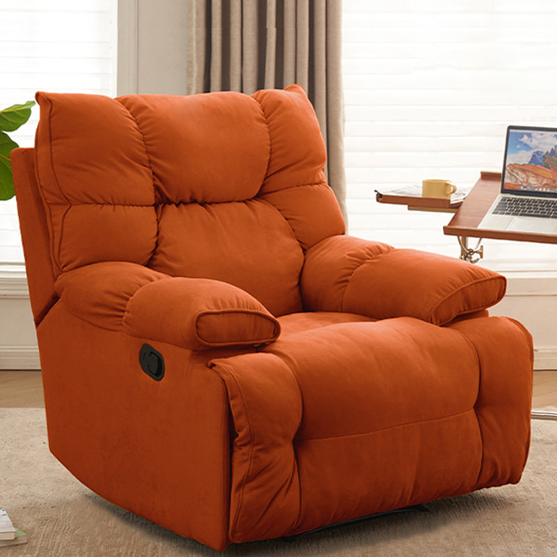 Contemporary Solid Color Standard Recliner Microsuede Recliner Chair Orange Clearhalo 'Chairs & Seating' 'furn' 'furn_recliners' 'Furniture' 'Living Room Furniture' 'Recliners' 6760021