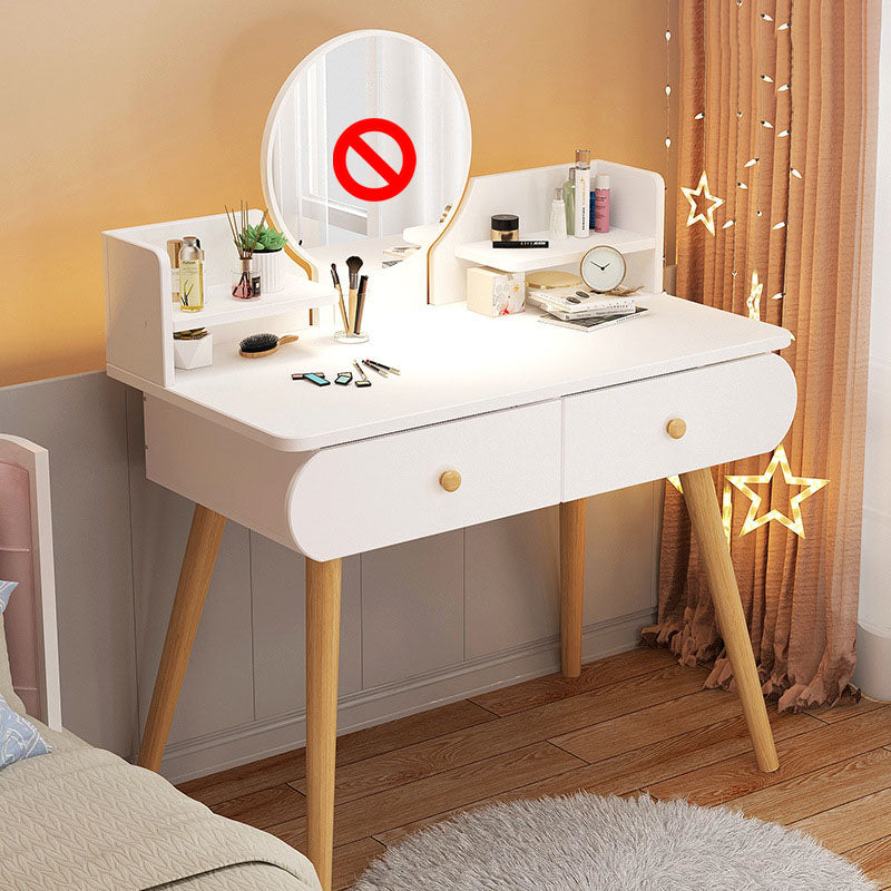 Contemporary White Vanity Dressing Table with Mirror in Solid Wood Makeup Vanity 31"L x 16"W x 47"H 2 Clearhalo 'Bedroom Furniture' 'furn' 'furn_makeup_vanities' 'Furniture' 'Makeup Vanities' 'makeup_vanities' 6760029